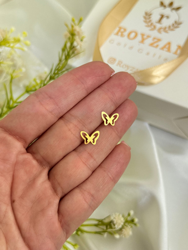 گوشواره طلا میخی پروانه ظریف