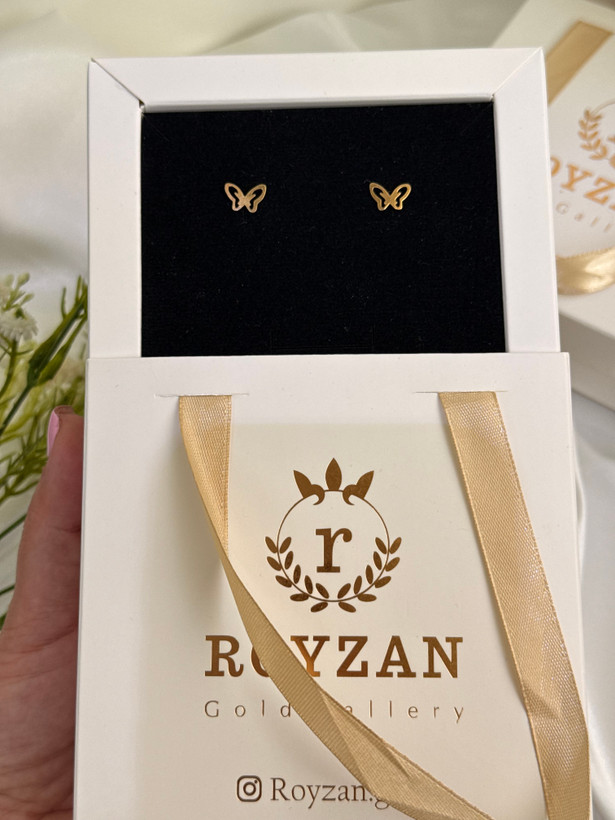 گوشواره طلا میخی پروانه ظریف