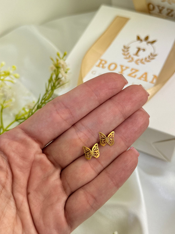 گوشواره طلا میخی پروانه
